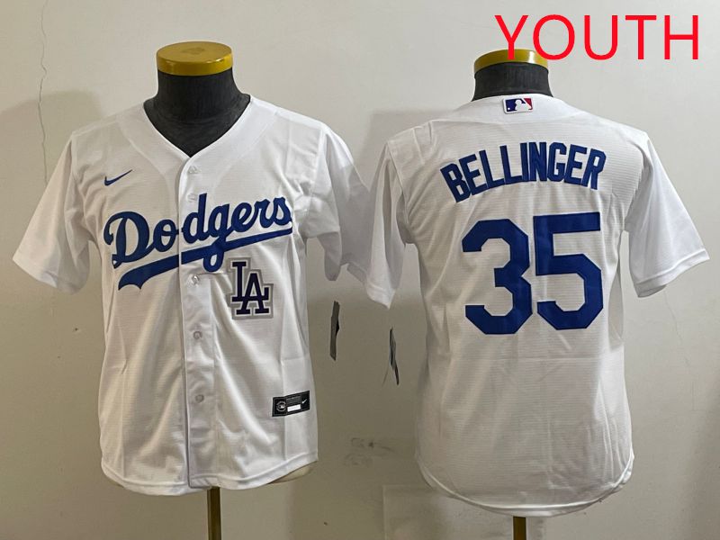 Youth Los Angeles Dodgers #35 Bellinger White Game 2025 Nike MLB Jersey style 2